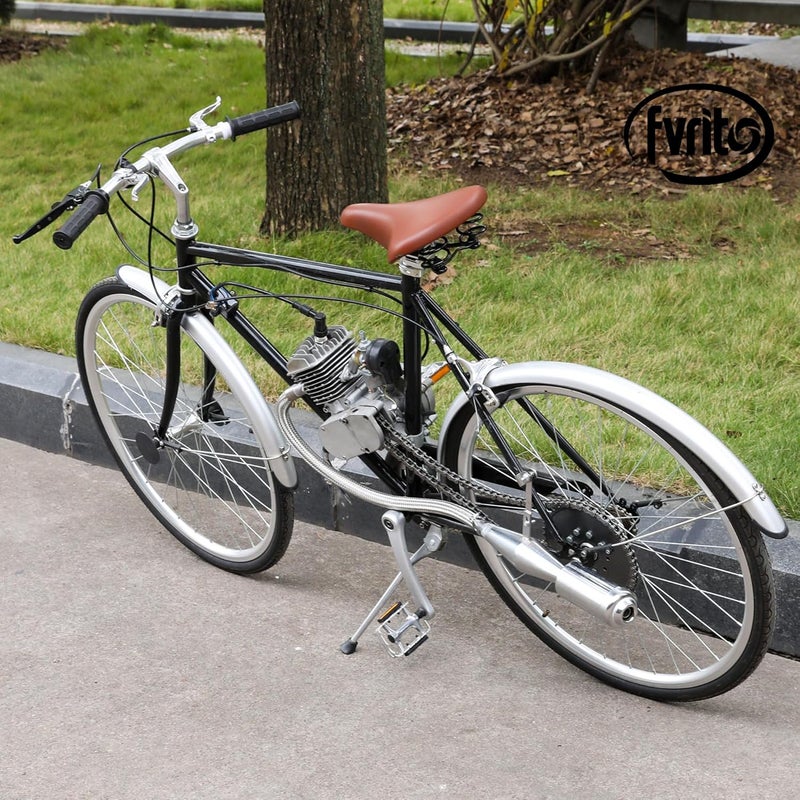 FVRITO أنبوب كاتم صوت مرن من فاير مع ملحقات لمحرك 2 ضربات 49cc 60cc 66cc 80cc 100cc دراجة نارية أجزاء دراجة هوائية فضي - Image 2